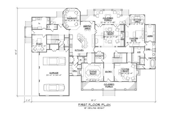 Floor Plan - Main Floor for Country House Plan #1054-85 - 4 bed, 4.5 bath