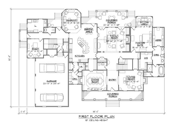 Architectural House Design - Country Floor Plan - Main Floor Plan #1054-85