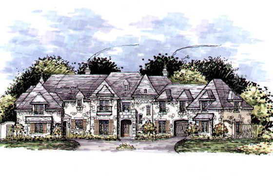Exterior - Front Elevation for European House Plan #141-320 - 6 bed, 6.5 bath