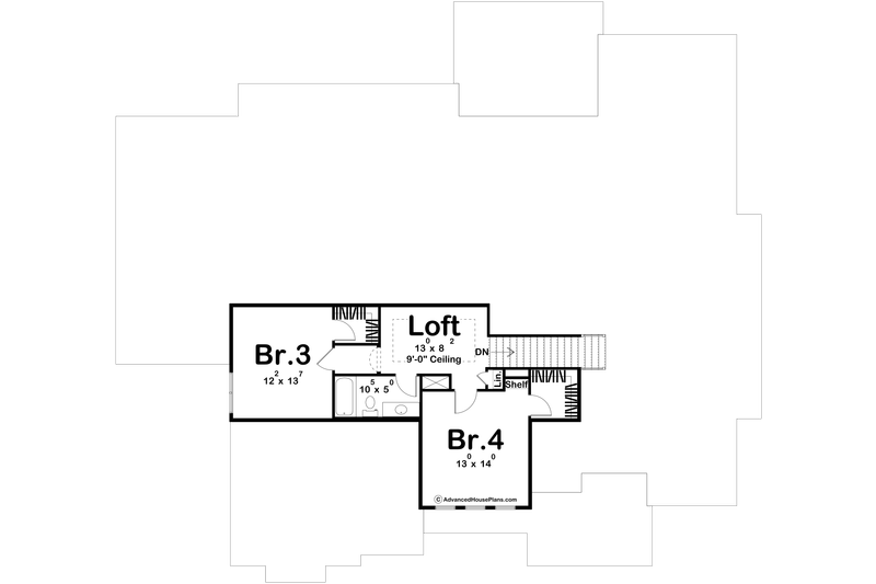 House Plan Design - Floor Plan - Upper Floor for Cottage House Plan #455-541 - 4 bed, 3 bath