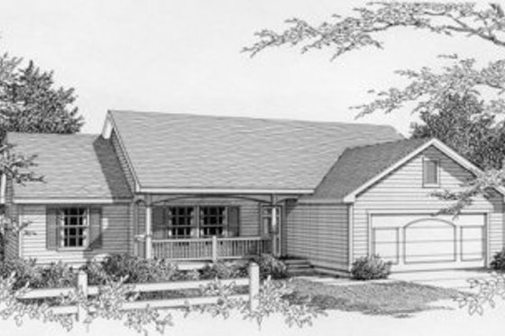 Exterior - Front Elevation for Ranch House Plan #112-112 - 3 bed, 2 bath