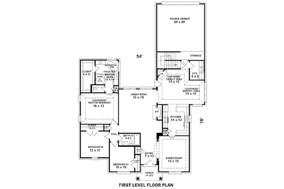 Floor Plan - Main Floor for Traditional House Plan #81-13831 - 3 bed, 2 bath