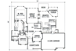 Floor Plan - Main Floor for European House Plan #67-339 - 4 bed, 3 bath