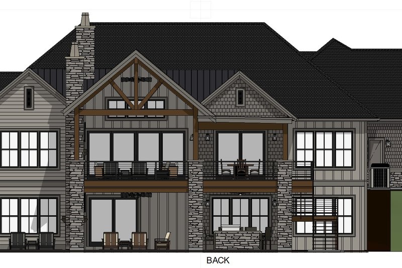 House Plan Design - Exterior - Rear Elevation 1 for Traditional House Plan #1069-33 - 2 bed, 2.5 bath