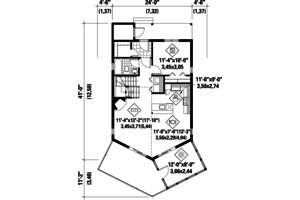 Floor Plan - Main Floor for Cabin House Plan #25-4527 - 3 bed, 2 bath