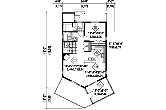 Floor Plan - Main Floor for Cabin House Plan #25-4527 - 3 bed, 2 bath