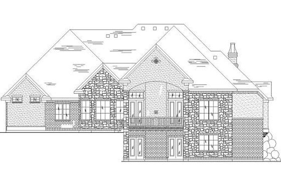 Exterior - Rear Elevation for European House Plan #5-455 - 6 bed, 4 bath