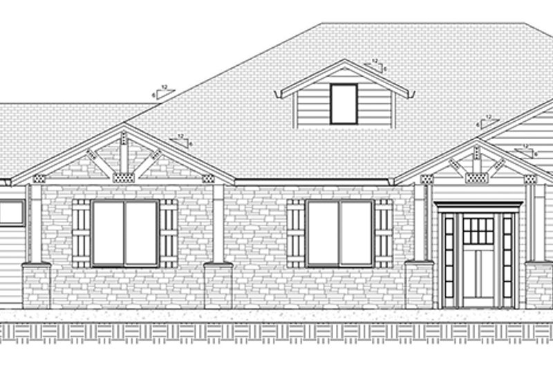House Blueprint - Exterior - Front Elevation 3 for Craftsman House Plan #1077-2 - 3 bed, 2 bath