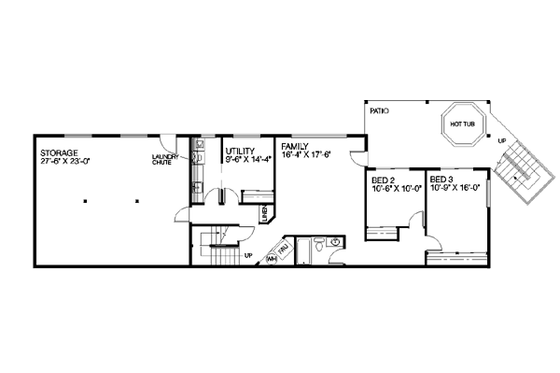 Floor Plan - Lower Floor for Cabin House Plan #60-193 - 4 bed, 2.5 bath