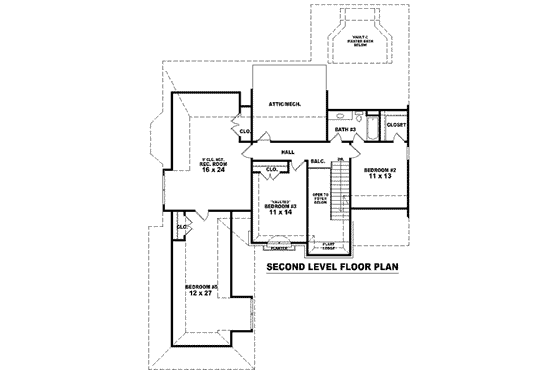 Floor Plan - Upper Floor for European House Plan #81-1562 - 4 bed, 3 bath