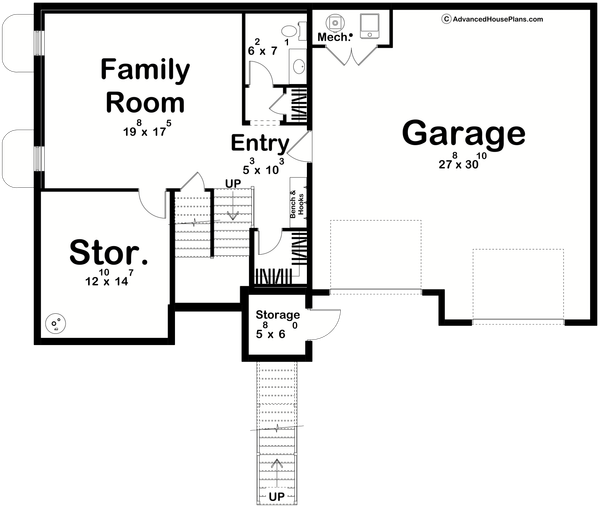 Architectural House Design - Farmhouse Floor Plan - Lower Floor Plan #455-742