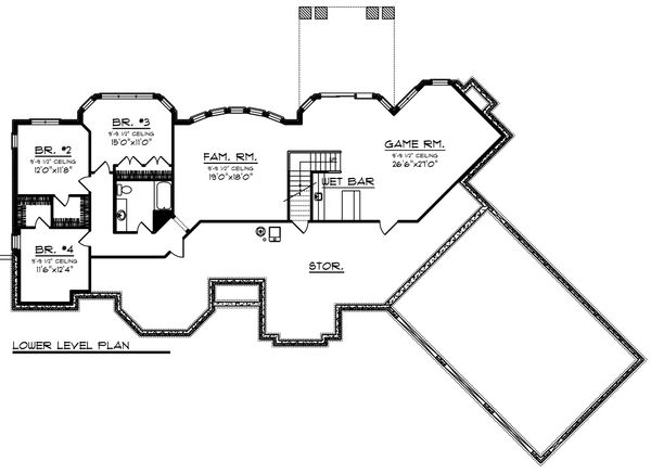 Home Plan - Ranch Floor Plan - Lower Floor Plan #70-1472