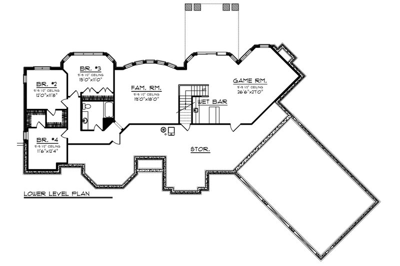 Dream House Plan - Floor Plan - Lower Floor for Ranch House Plan #70-1472 - 4 bed, 2.5 bath