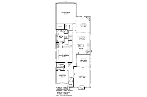 Floor Plan - Main Floor for European House Plan #424-154 - 4 bed, 3 bath