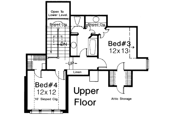 Floor Plan - Upper Floor for European House Plan #310-145 - 4 bed, 3 bath