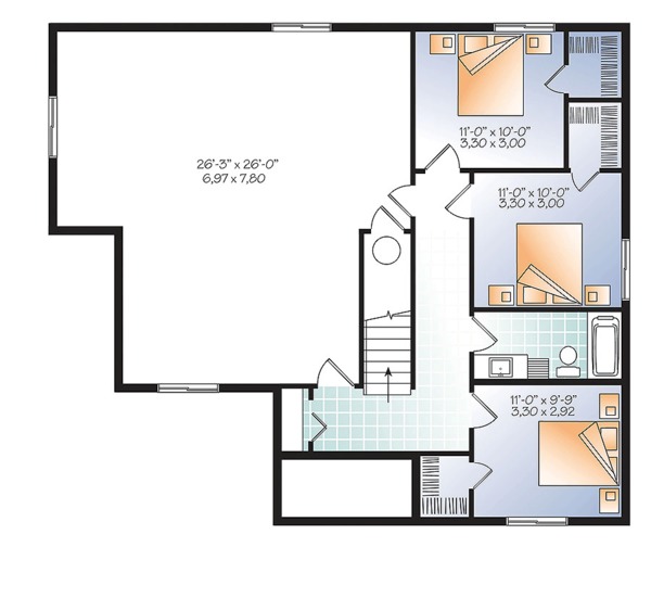 Architectural House Design - Ranch Floor Plan - Lower Floor Plan #23-2614