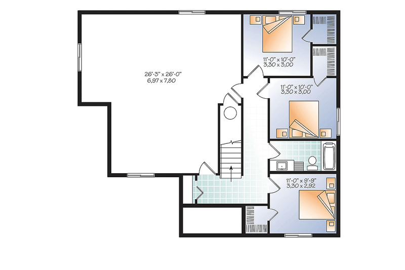 Architectural House Design - Floor Plan - Lower Floor for Ranch House Plan #23-2614 - 4 bed, 2.5 bath