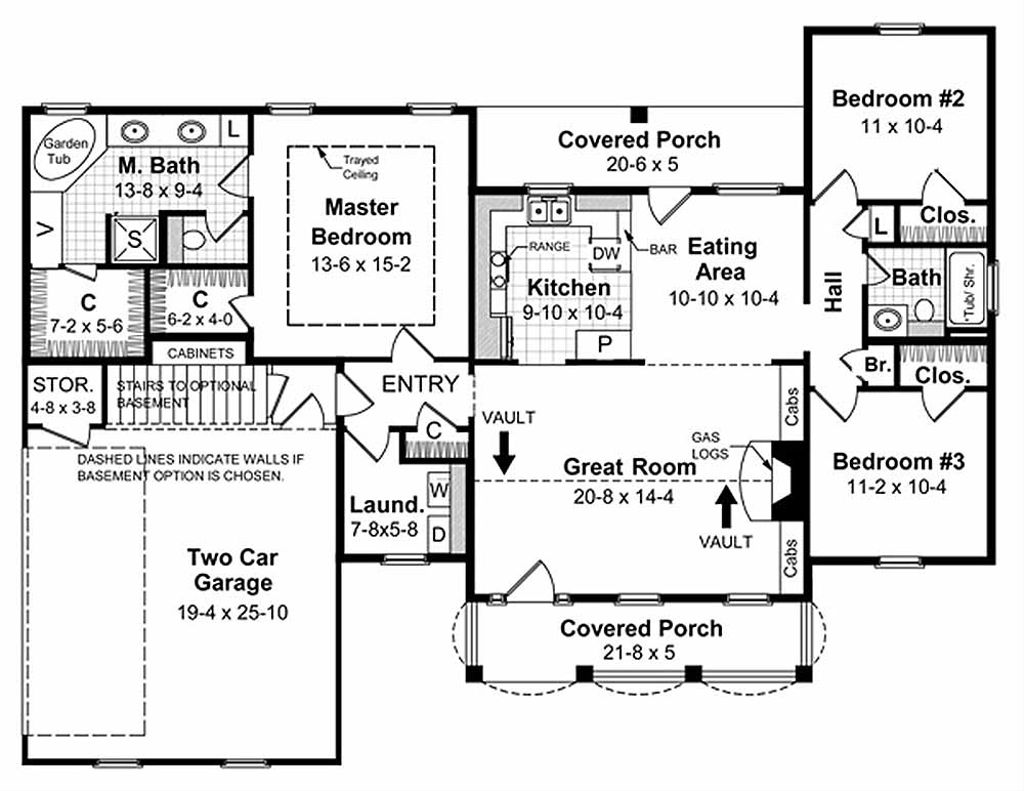 Southern Style House  Plan  3 Beds 2  Baths 1500  Sq  Ft  Plan  