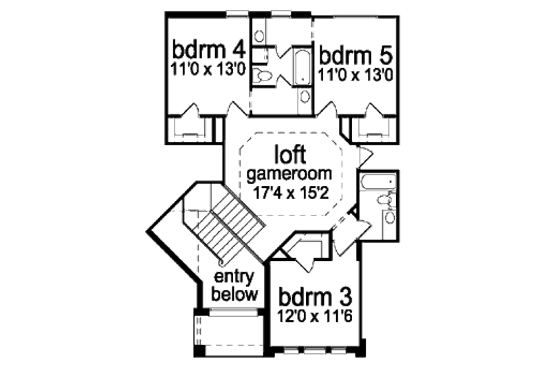 Home Plan - Floor Plan - Upper Floor for Traditional House Plan #84-411 - 5 bed, 4 bath