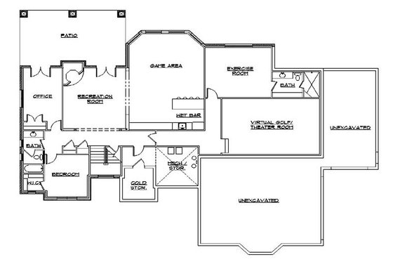 Floor Plan - Lower Floor for European House Plan #5-353 - 4 bed, 4.5 bath