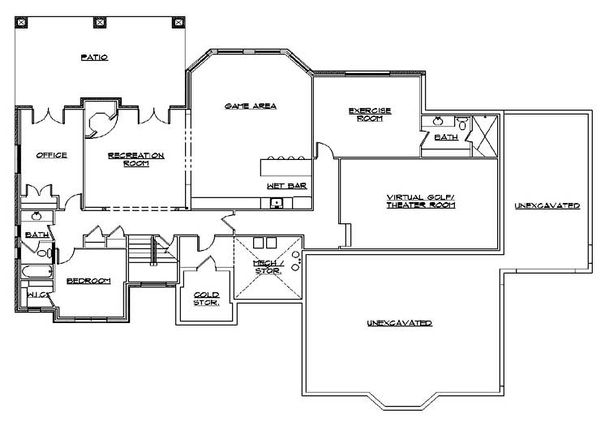 Architectural House Design - European Floor Plan - Lower Floor Plan #5-353