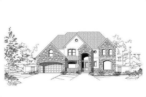Exterior - Front Elevation for European House Plan #411-377 - 5 bed, 4.5 bath