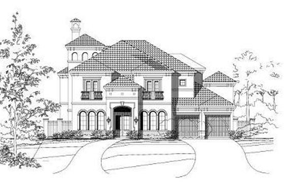 Exterior - Front Elevation for Mediterranean House Plan #411-596 - 4 bed, 3.5 bath