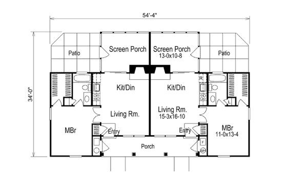 Floor Plan - Main Floor for Country House Plan #57-570 - 1 bed, 1 bath