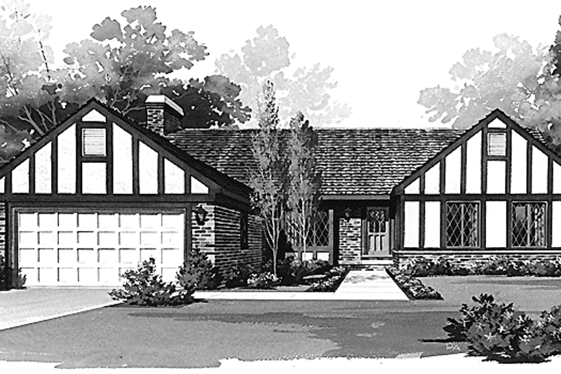 Home Plan - Tudor Exterior - Front Elevation Plan #72-706