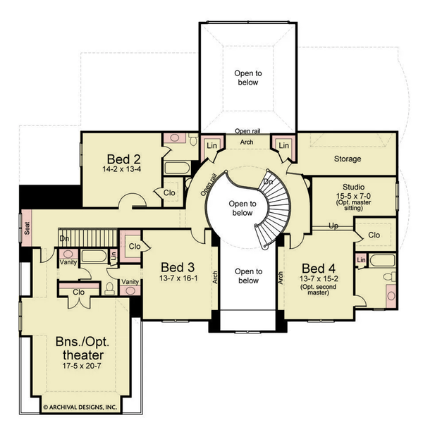 Home Plan - Floor Plan - Upper Floor for Classical House Plan #119-113 - 4 bed, 4.5 bath