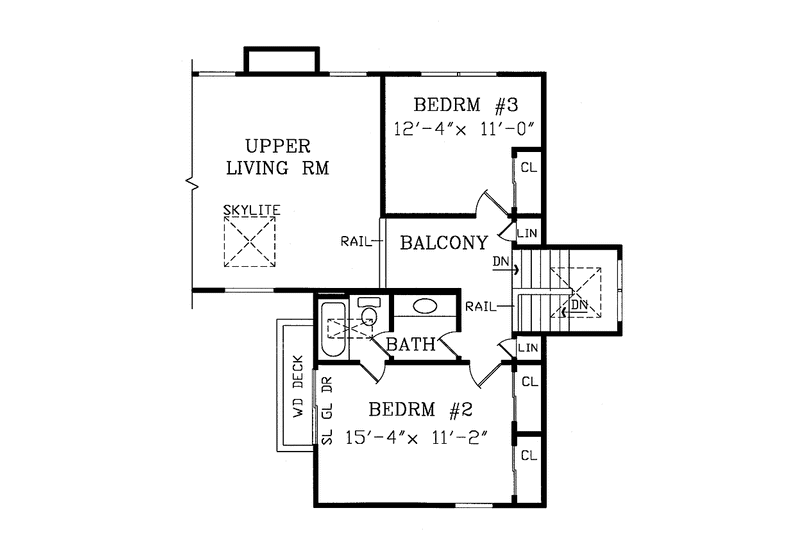 House Plan Design - Floor Plan - Upper Floor for Contemporary House Plan #314-212 - 3 bed, 2 bath