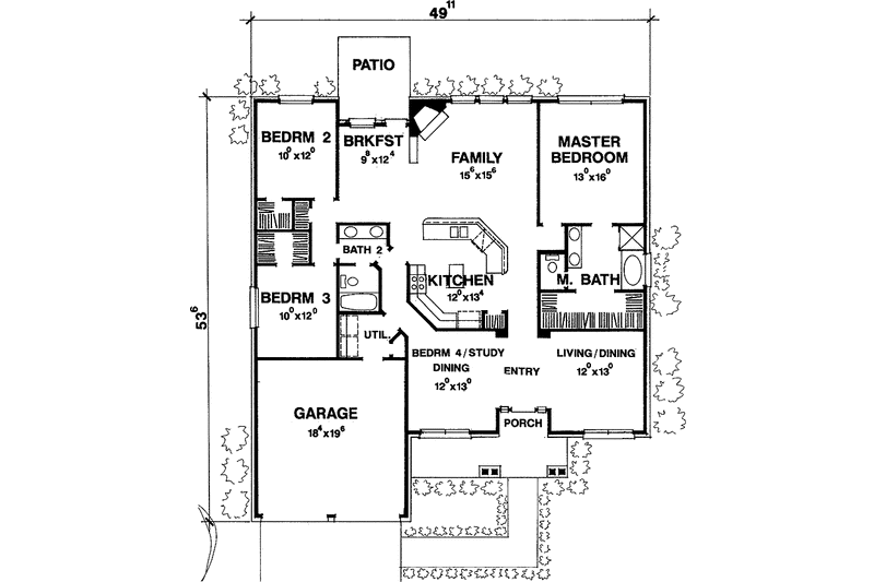 Dream House Plan - Floor Plan - Main Floor for European House Plan #472-33 - 3 bed, 2 bath