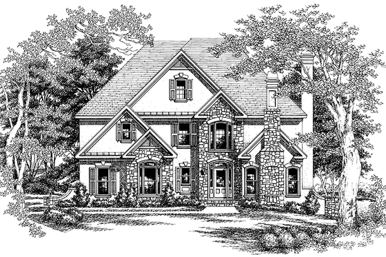 Exterior - Front Elevation 3 for European House Plan #927-107 - 4 bed, 3.5 bath