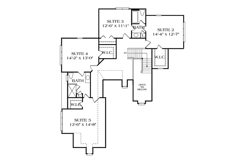 Home Plan - Floor Plan - Upper Floor for European House Plan #453-336 - 5 bed, 3.5 bath
