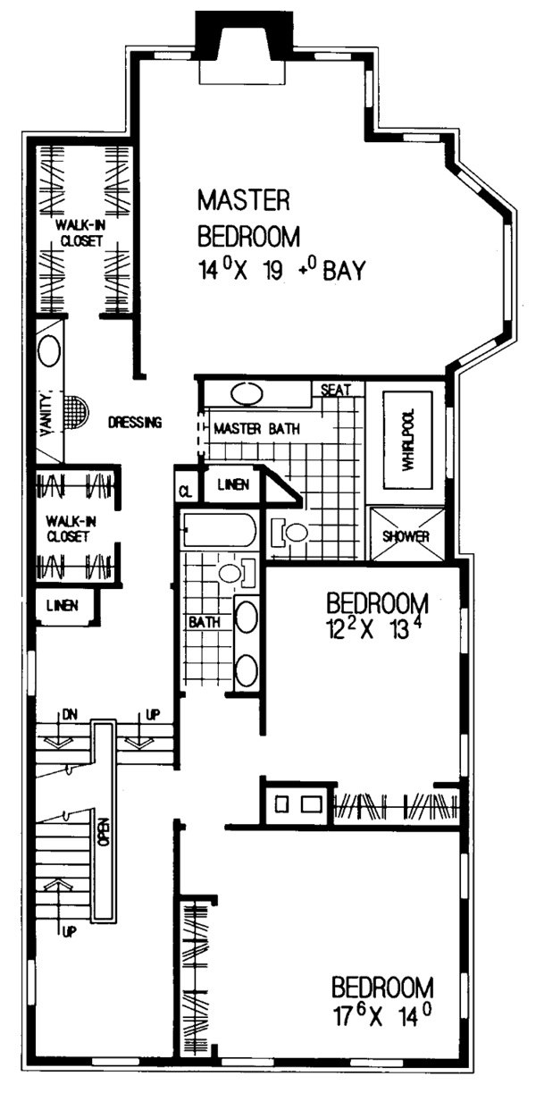Home Plan - Classical Floor Plan - Upper Floor Plan #72-970