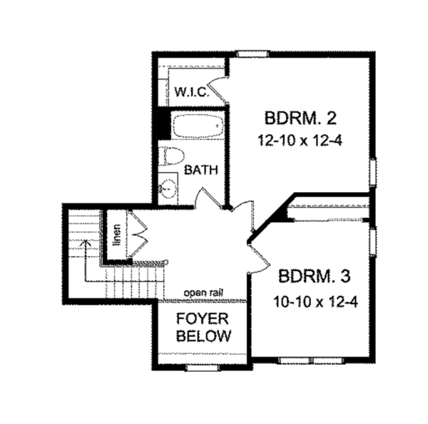 Architectural House Design - Colonial Floor Plan - Upper Floor Plan #1010-99