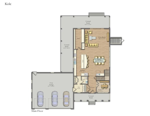 Floor Plan - Main Floor for Farmhouse House Plan #1057-47 - 4 bed, 2.5 bath