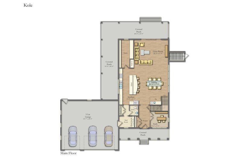 Architectural House Design - Floor Plan - Main Floor for Farmhouse House Plan #1057-47 - 4 bed, 2.5 bath