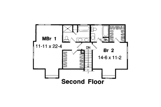 Floor Plan - Upper Floor for Traditional House Plan #312-359 - 4 bed, 3 bath