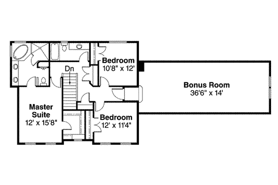 Floor Plan - Upper Floor for Traditional House Plan #124-488 - 3 bed, 2.5 bath