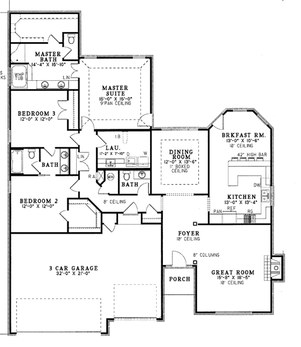 House Plan Design - Country Floor Plan - Main Floor Plan #17-2707