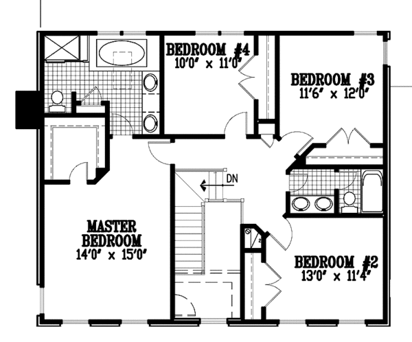 House Plan Design - Colonial Floor Plan - Upper Floor Plan #953-12