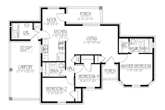 Floor Plan - Main Floor for Ranch House Plan #1061-31 - 3 bed, 2 bath
