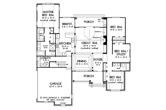 Floor Plan - Main Floor for Country House Plan #929-83 - 4 bed, 2 bath