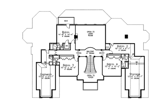 Floor Plan - Upper Floor for European House Plan #52-218 - 4 bed, 4.5 bath