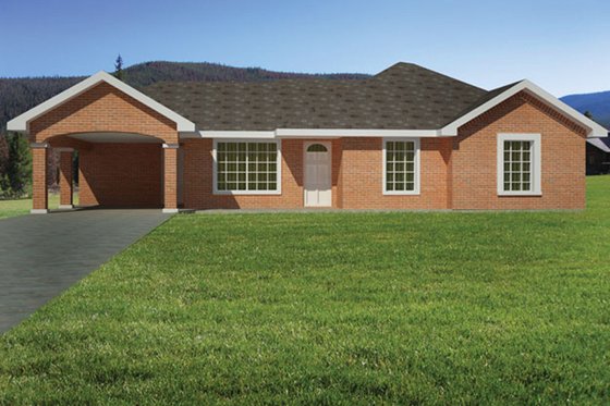Exterior - Front Elevation 3 for Ranch House Plan #1061-30 - 3 bed, 2 bath