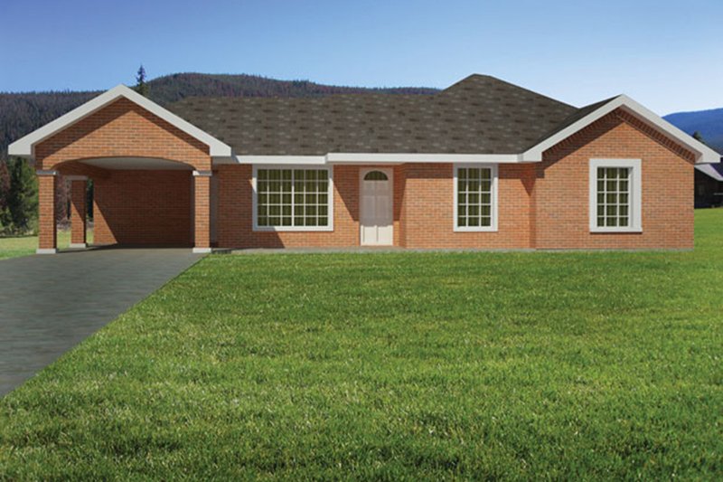 Dream House Plan - Exterior - Front Elevation 3 for Ranch House Plan #1061-30 - 3 bed, 2 bath