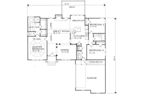 Floor Plan - Main Floor for Traditional House Plan #129-101 - 3 bed, 2 bath