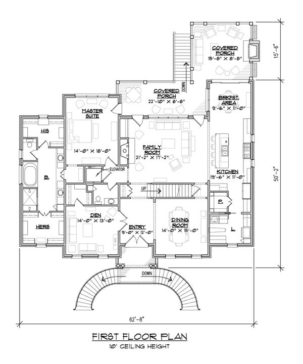 Classical Floor Plan - Main Floor Plan #1054-96