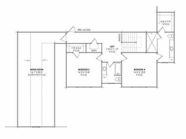 House Design - Floor Plan - Upper Floor for Farmhouse House Plan #1096-202 - 4 bed, 4.5 bath